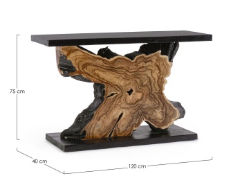 Consolă Marwood, 120 cm, design unic din rădăcini de tec și lemn de suar, finisaj nitrocelulozic, 120x40x75 cm - Img 2