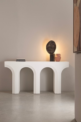 Consolă modelată Rhome, finisaj cu efect material, albă, 160x40x80 cm - Img 5