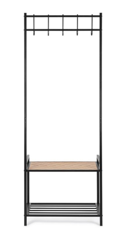 Cuier Haldor cu 5 cârlige și raft, din oțel și MDF, negru și natur, 64.5x37.5x180 cm - Img 3