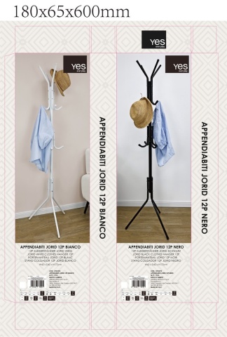 Cuier Jorid, structură din oțel vopsit electrostatic, alb, D 42 cm, H 172 cm - Img 2