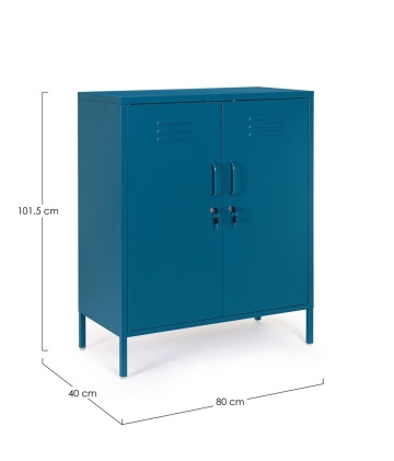 Dulapior Cambridge, cu 2 uși și 2 rafturi ajustabile, din metal vopsit electrostatic, albastru, 80x40x101.5 cm - Img 2