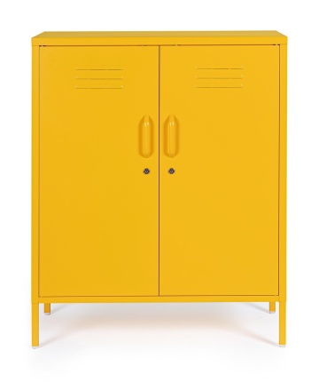 Dulapior Cambridge, cu 2 uși și 2 rafturi ajustabile, din metal vopsit electrostatic, galben, 80x40x101.5 cm - Img 3