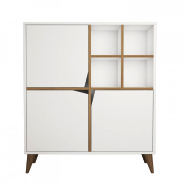 Dulapior din pal melaminat Pulse alb si nuc 100x115x30 cm