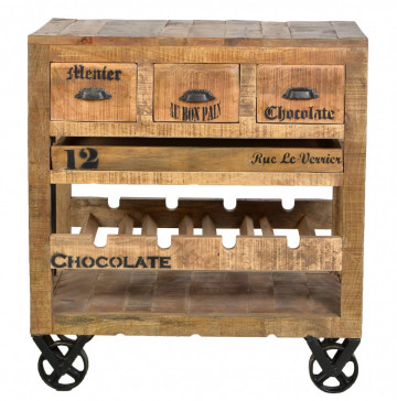 Dulapior pentru vin din mango Rustic, depozitare pentru 4 sticle - Img 3