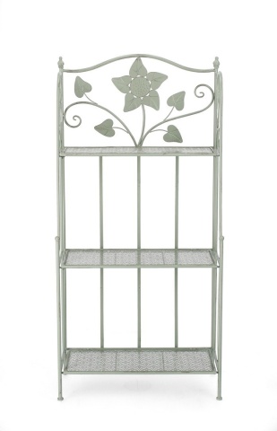 Etajeră Harriet, 3 polițe, pliabilă, din oțel, culoare salvie, 60x28x127 cm - Img 3