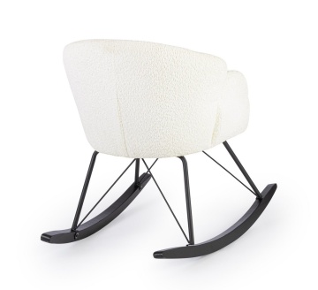 Fotoliu balansoar Sibilla, din poliester efect bouclé, stil vintage, alb, 86 x 62 x 72 cm - Img 2