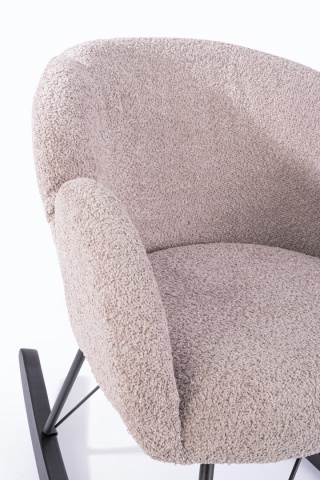 Fotoliu balansoar Sibilla, din poliester efect bouclé, stil vintage, roz antic, 86 x 62 x 72 cm - Img 7