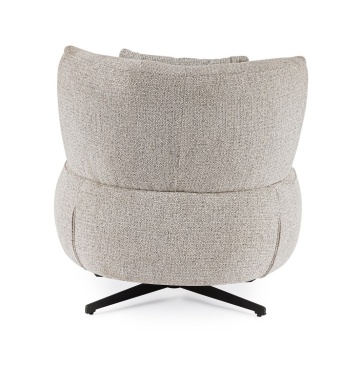 Fotoliu pivotant 360º, tapițat cu poliester efect chenille cu model punctat, picioare din oțel, gri, 80 x 93.5 x 96.5 cm - Img 4