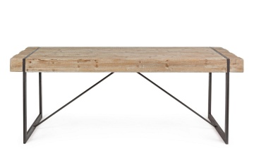 Masa dining Garrett, 8 locuri, fixă, cadru din oțel și blat din lemn de brad, 200x90x77 cm - Img 3