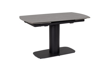 Masă dining Jeremias, extensibilă pentru 6-8 persoane, blat din gresie porțelanată cu efect de marmură gri mată, bază din oțel, 140-200x80x75 cm - Img 2