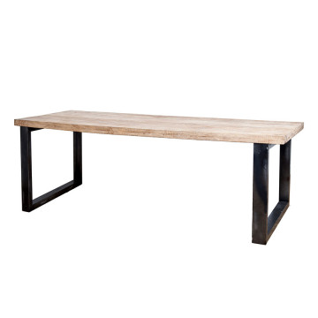 Masa dreptunghiulara cu blat din lemn de mango 240x100x78 cm maro/negru - Img 2