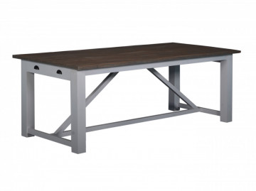 Masa dreptunghiulara cu blat din lemn de tec 220x100x78 cm maro/alb/gri