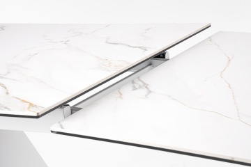 Masă extensibilă pentru 8-10 persoane, cu blat din ceramică și sticlă securizată, picioare din oțel, 180-260x90x76 cm - Img 7