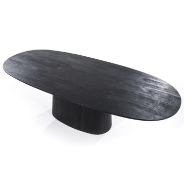 Masa ovala din lemn de mango Aron 300x110 cm neagra - Img 2