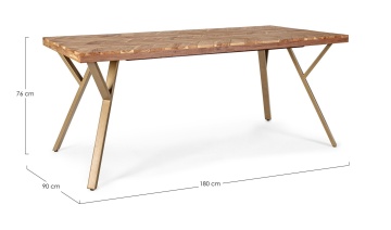Masa Raida fixă, pentru 8 locuri, blat din lemn de acacia, 180x90x76 cm - Img 2