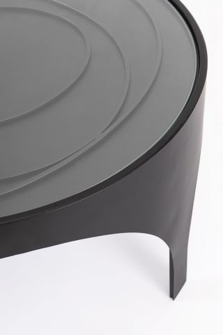 Măsuță de cafea Archie, rotundă, metal și sticlă, Ø70 cm - Img 3
