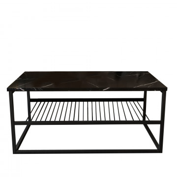 Masuta de cafea dreptunghiulara Asude cu aspect de marmura neagra 95x55 cm - Img 7