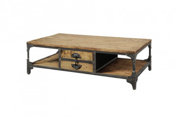 Masuta de cafea dreptunghiulara din lemn cu spatiu de depozitare 135x75x45 cm maro