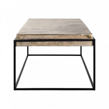 Masuta de cafea dreptunghiulara din metal Calloway 47,5x123x68 cm aurie - Img 2