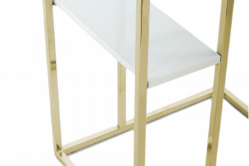 Masuta de cafea dreptunghiulara din metal cu spatiu de depozitare Lucilla 48x35x60 cm alba/aurie - Img 7