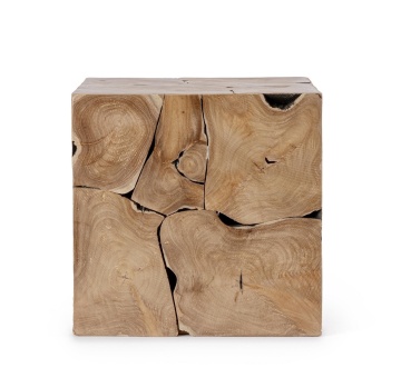 Măsuță de cafea Elwood 40x40, cu blat din rădăcină de tec și picioare din oțel, finisaj nitrocelulozic - Img 3