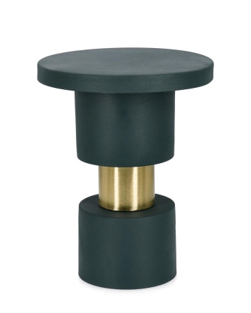 Măsuță de cafea Mitui, rotundă, din metal cu finisaj mat, verde închis, diametru 35 cm, înălțime 45 cm