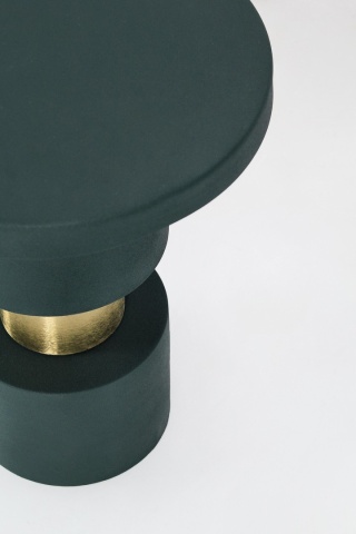 Măsuță de cafea Mitui, rotundă, din metal cu finisaj mat, verde închis, diametru 35 cm, înălțime 45 cm - Img 2