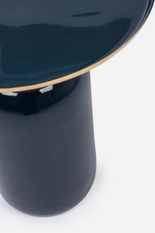 Măsuță de cafea Nalima, rotundă, din oțel emailat, albastru, diametru 40.5 cm, înălțime 45.5 cm - Img 3