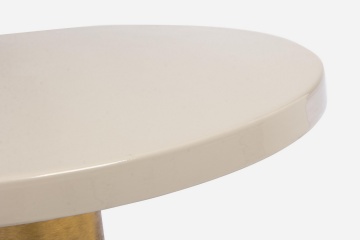 Măsuță de cafea Nalima, rotundă, din oțel emailat, crem, diametru 50.5 cm, înălțime 51 cm - Img 4