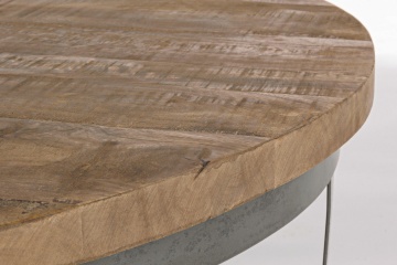 Măsuță de cafea Narvik, rotundă, diametru 90 cm, din lemn de mango și oțel, 90 x 43 cm - Img 3