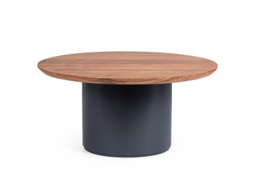 Măsuță de cafea Ojas, rotundă, din lemn de acacia și MDF, albastră, diametru 70 cm