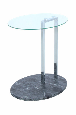 Masuta de cafea ovala din sticla cu spatiu de depozitare Julius 45,7x35,5x49 cm transparenta/negru/argintiu - Img 1