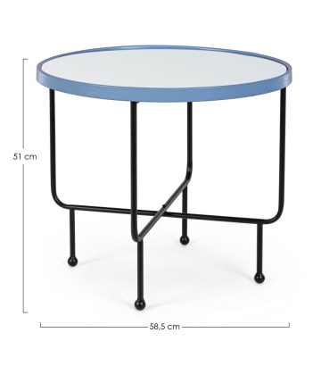 Măsuță de cafea Painter, rotundă, cu blat tip oglindă, oțel și sticlă, albastră, diametru 58.5 cm - Img 2