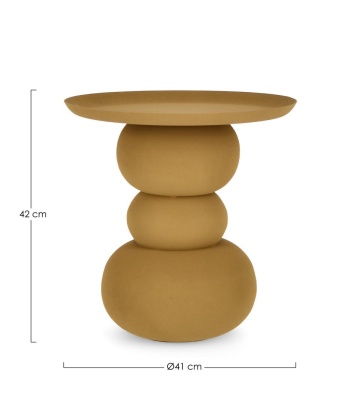 Măsuță de cafea rotundă Alpa, din oțel, finisaj mat cu efect rugos, muștar, diametru 41 cm, înălțime 42 cm - Img 2