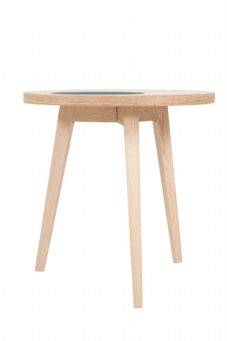 Masuta de cafea rotunda din lemn Addison 50x50x50 cm maro/gri - Img 2