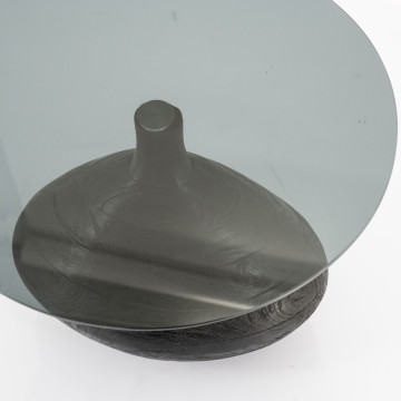 Masuta de cafea rotunda din lemn de mango si sticla Bond 50x50x38 cm neagra - Img 2