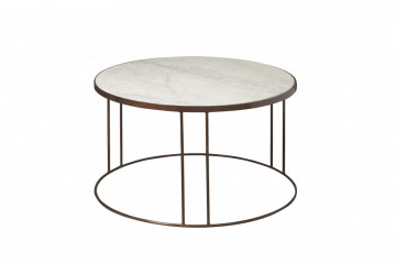 Masuta de cafea rotunda din marmura 81x81x48 cm alba