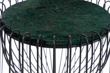 Masuta de cafea rotunda din marmura si fier 50x50x51 cm verde/negru - Img 3