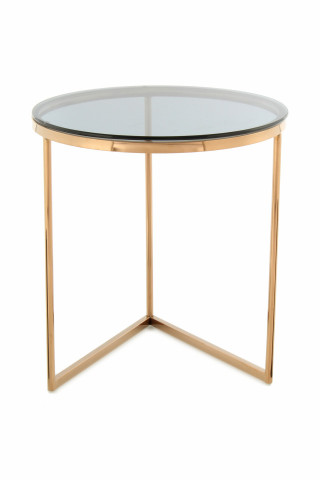 Masuta de cafea rotunda din sticla Wynona 50x50x55 cm gri/auriu - Img 2