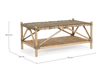 Măsuță de cafea Tarifa, din ratan cu țesătură Kubu, finisaj natural, 96x56x43.5 cm - Img 2
