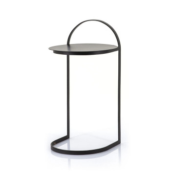 Masuta laterala rotunda din metal Garcon 35x35x65 cm neagra