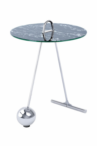 Masuta laterala rotunda din sticla Pendulum 46x46x60 cm albastru/argintiu