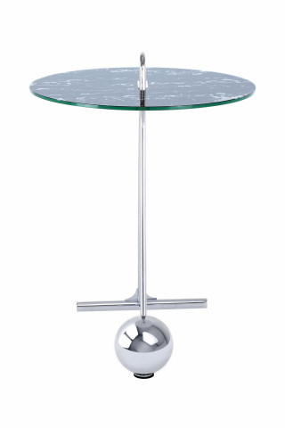 Masuta laterala rotunda din sticla Pendulum 46x46x60 cm albastru/argintiu - Img 2