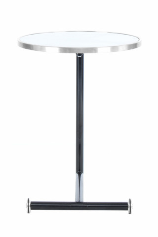 Masuta laterala rotunda din sticla Servant 46x46x62 alb/argintiu - Img 2