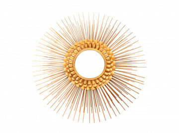 Oglinda rotunda cu rama din metal aurie Metal Augustus, 6cm (L / D) x 81cm (L) x 81cm (H) - Img 1
