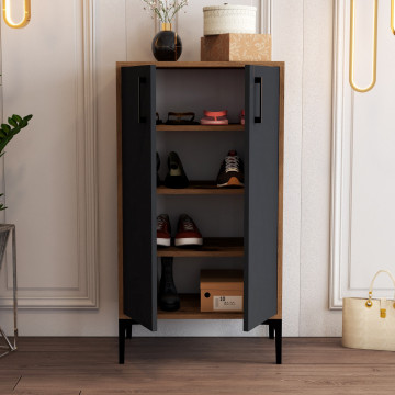 Pantofar din pal melaminat Prag nuc si antracit 60 cm - Img 4