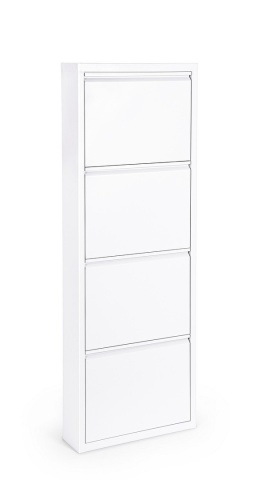 Pantofar metalic Eyvin, 4 uși rabatabile, alb, 50x15x139,3 cm