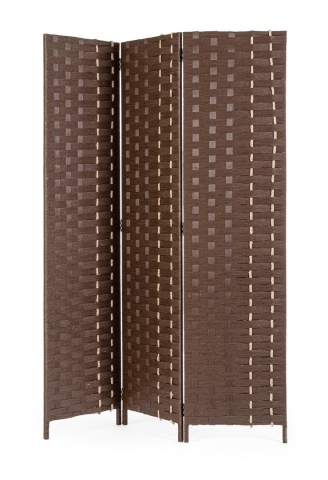 Paravan decorativ 3D Jalila, din hârtie, paie și lemn de plop, maro, 135x180 cm