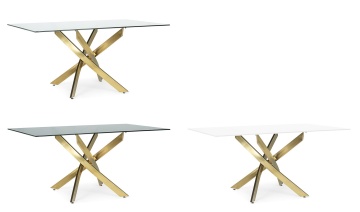 Picioare aurii din oțel masă dining Glamour, 160x90 cm - Img 4