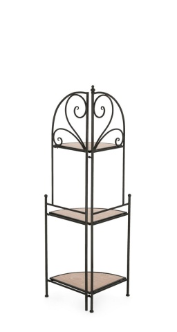 Raft de colț Guenda, cu 3 rafturi, pliabil, metalic și MDF, negru, 49x33x126 cm - Img 3